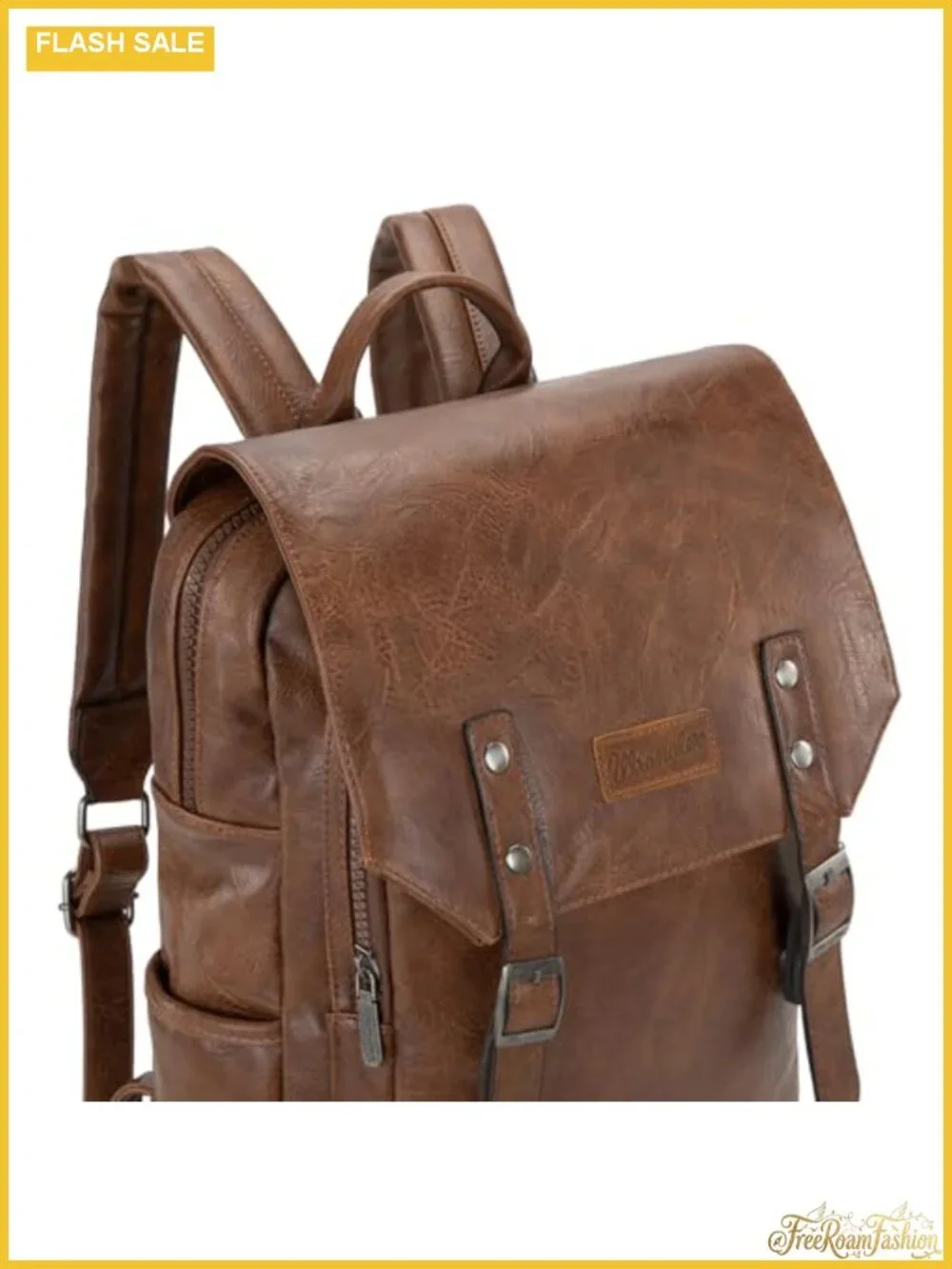 Vegan Leather Laptop Backpack with USB Charging Port, Travel Work College